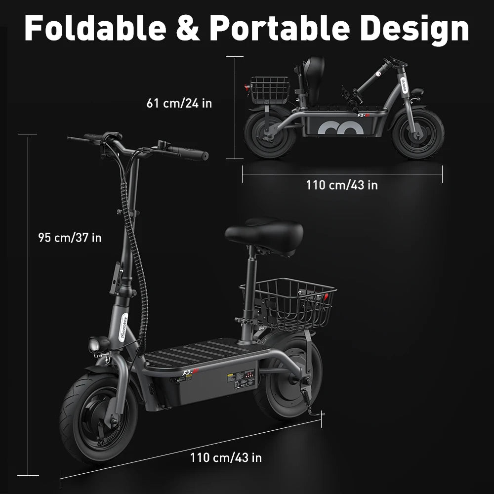 F2 E-scooter 30km/h with Seat and Basket - Cilla Scooters