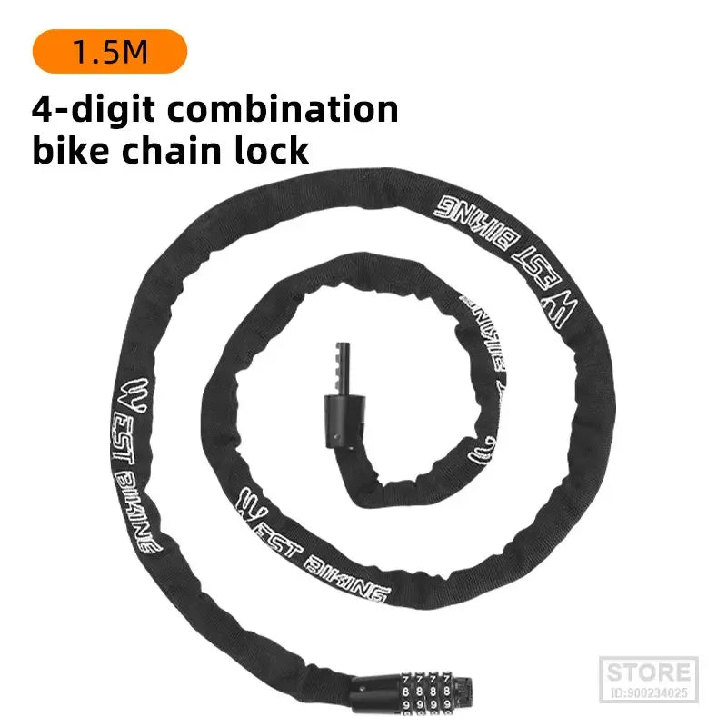 Bike Chain Lock 65-150cm Anti-theft 4 Code Safety