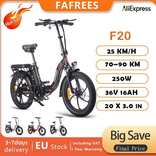 Fafrees F20 250W 20" Folding Electric Bike 576Wh City E-Bike 36V 16Ah Battery