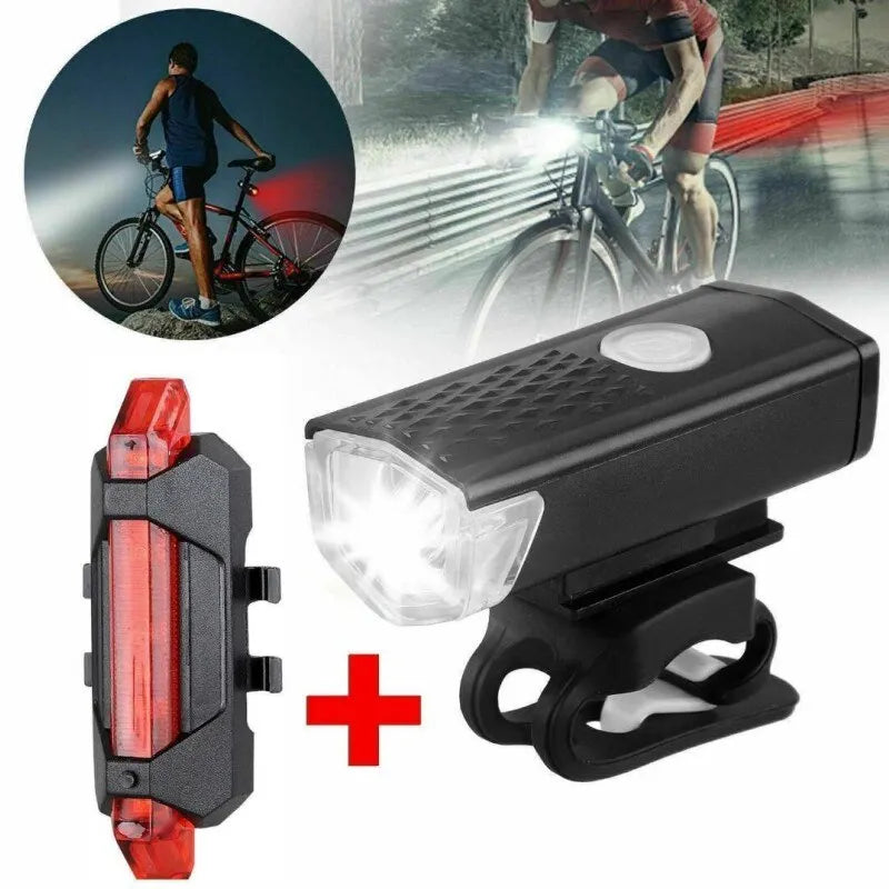 USB Rechargeable Bike Light Set Front Light with Taillight Easy to Install 3 Modes Bicycle Accessories for the Bicycle - Cilla Scooters