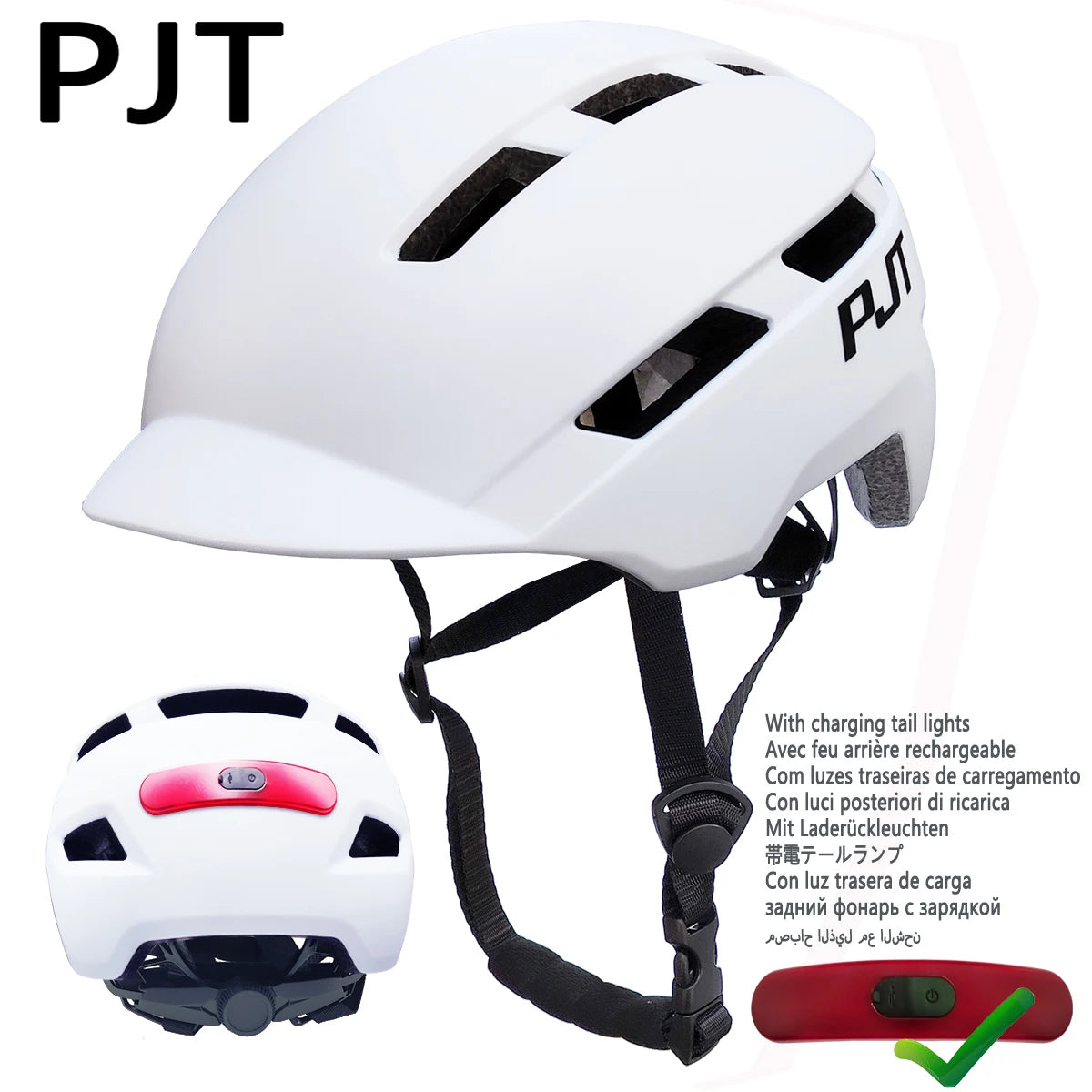 PJT Cycling Helmet USB Rechargeable light - Cilla Scooters