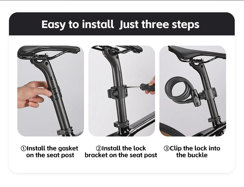 WEST BIKING Anti-freeze Bike Cable Lock 1.2/1.5m Thicken Anti-theft Safety Lock Portable Bicycle Lock MTB Road Bike Accessories - Cilla Scooters