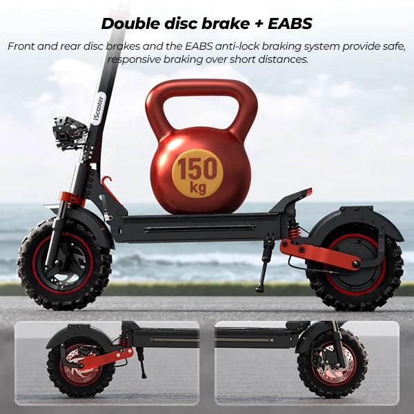 iScooter iX5S Electric Scooter Rear Drive Off-Road 11 Inch Tire 1000W 48V Range 65km Max Speed 45km/h Foldable Electric eScooter - Cilla Scooters