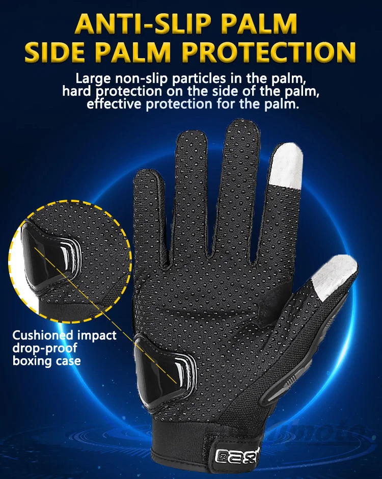 Summer Breathable Full Finger Motorcycle Gloves Touch Screen non slip - Cilla Scooters
