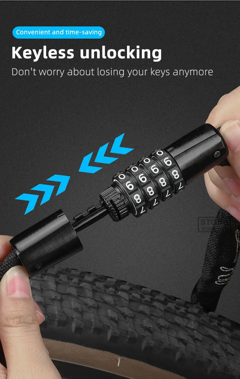 Bike Chain Lock 65-150cm Anti-theft 4 Code Safety