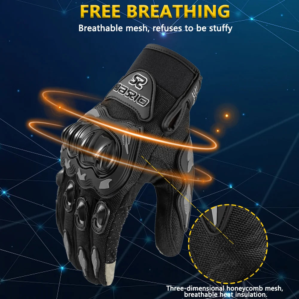 Summer Breathable Full Finger Motorcycle Gloves Touch Screen non slip - Cilla Scooters
