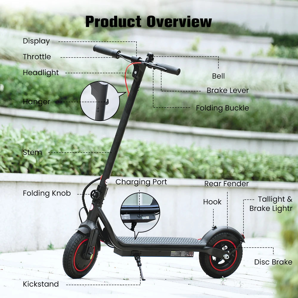 W6 Electric Scooter 10 Inch 500W Motor 36V 10.5Ah Battery 35km/h Max Speed Foldable E-Scooter With APP Dual Brakes Scooters - Cilla Scooters