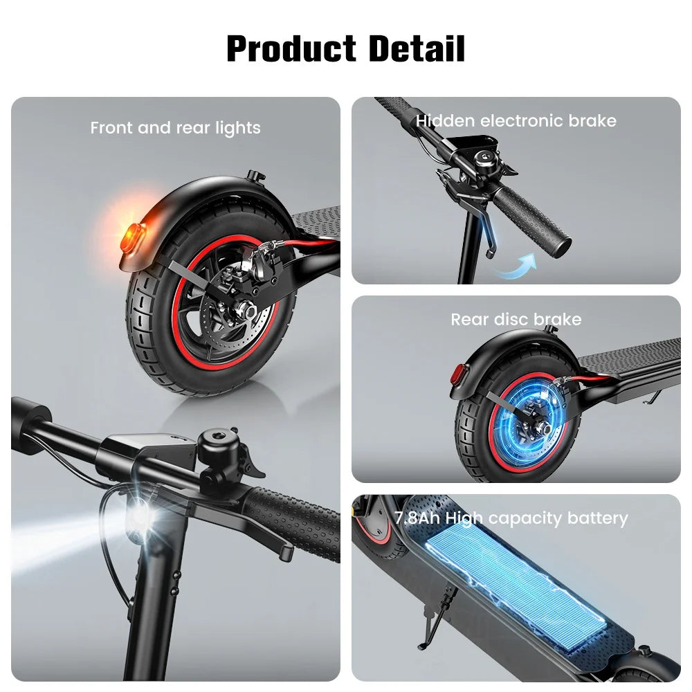 W6 Electric Scooter 10 Inch 500W Motor 36V 10.5Ah Battery 35km/h Max Speed Foldable E-Scooter With APP Dual Brakes Scooters - Cilla Scooters