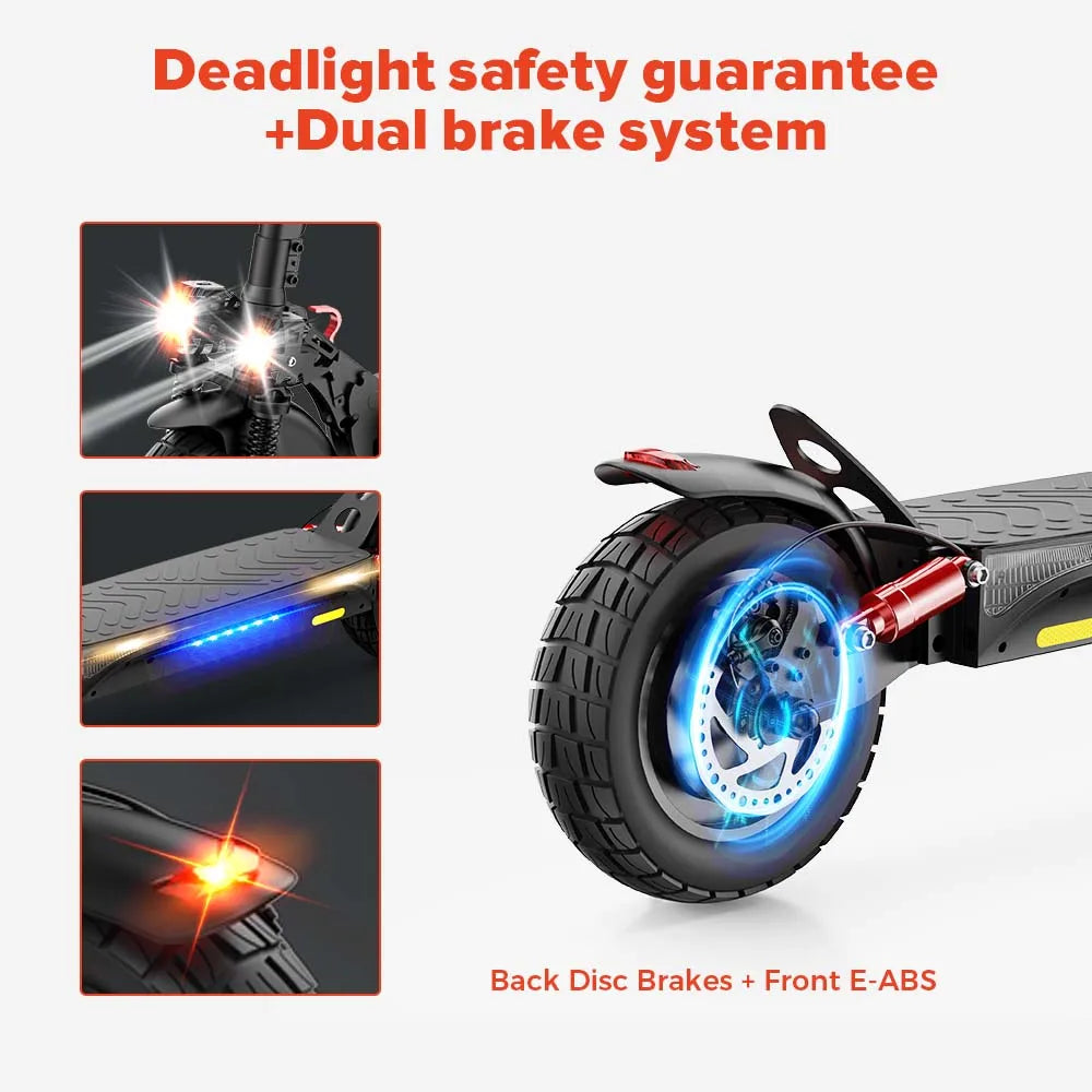 800W 15Ah Electric Scooter 10inch Powerful Electric Kick Scooter Anti-skid Off-road Tire 45km Range eScooter 45km/h With App - Cilla Scooters