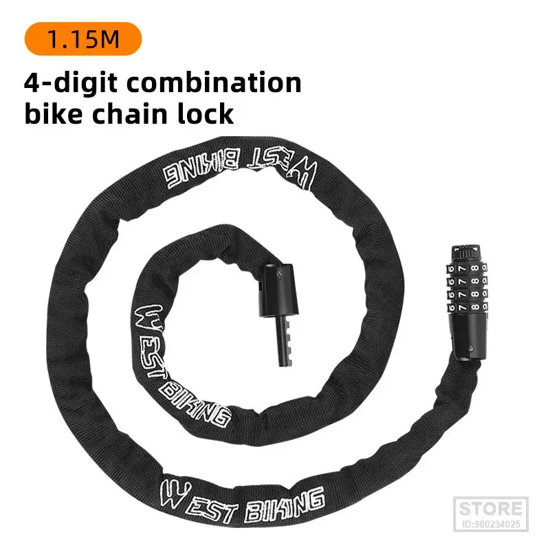 Bike Chain Lock 65-150cm Anti-theft 4 Code Safety