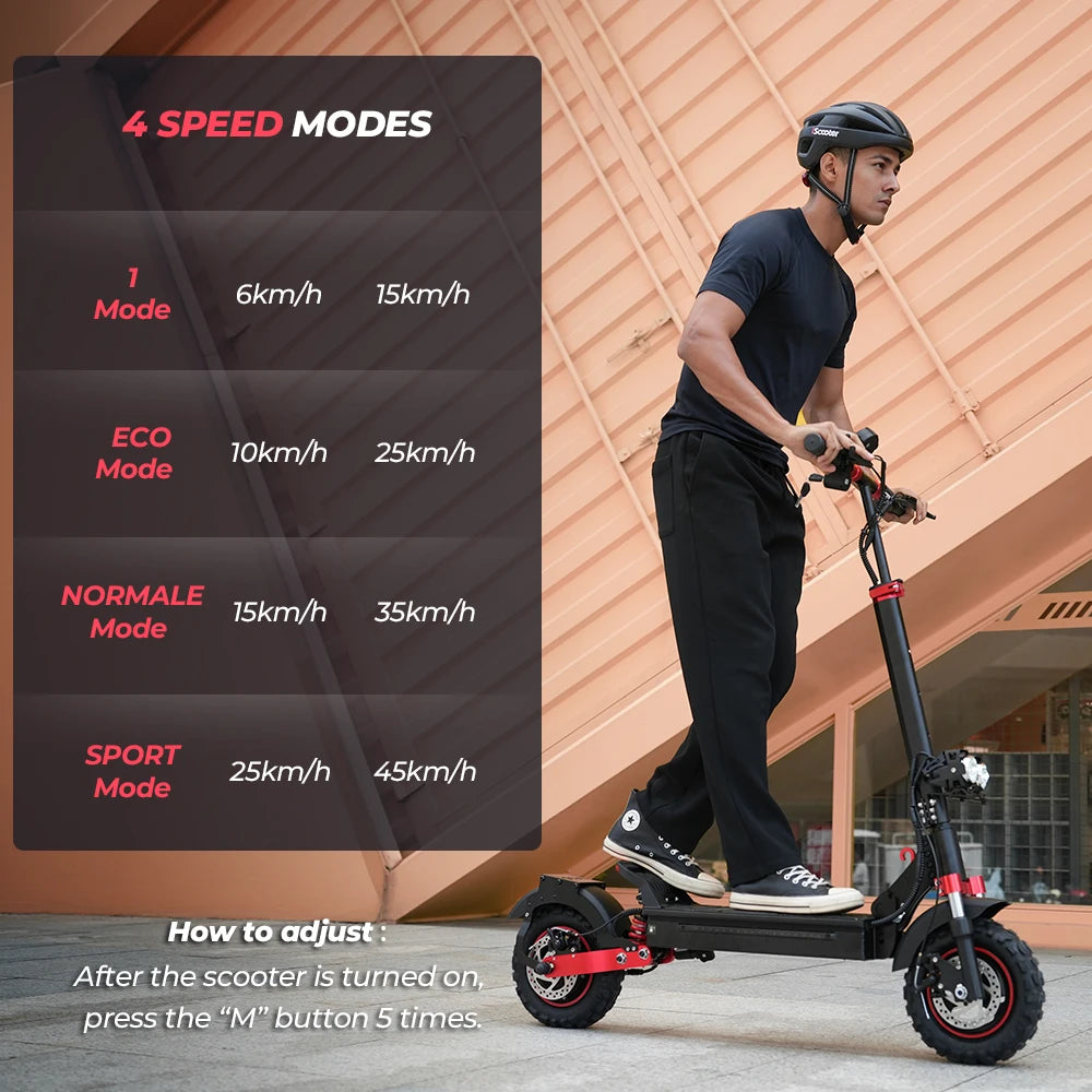 iScooter iX5S Electric Scooter Rear Drive Off-Road 11 Inch Tire 1000W 48V Range 65km Max Speed 45km/h Foldable Electric eScooter - Cilla Scooters