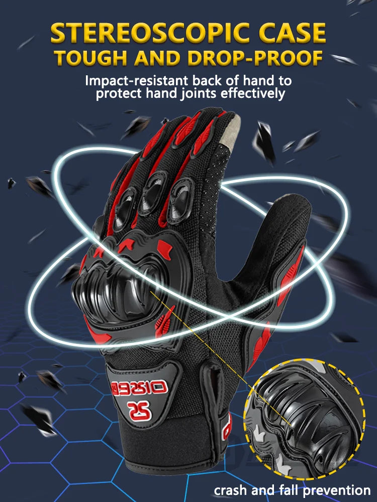 Summer Breathable Full Finger Motorcycle Gloves Touch Screen non slip - Cilla Scooters