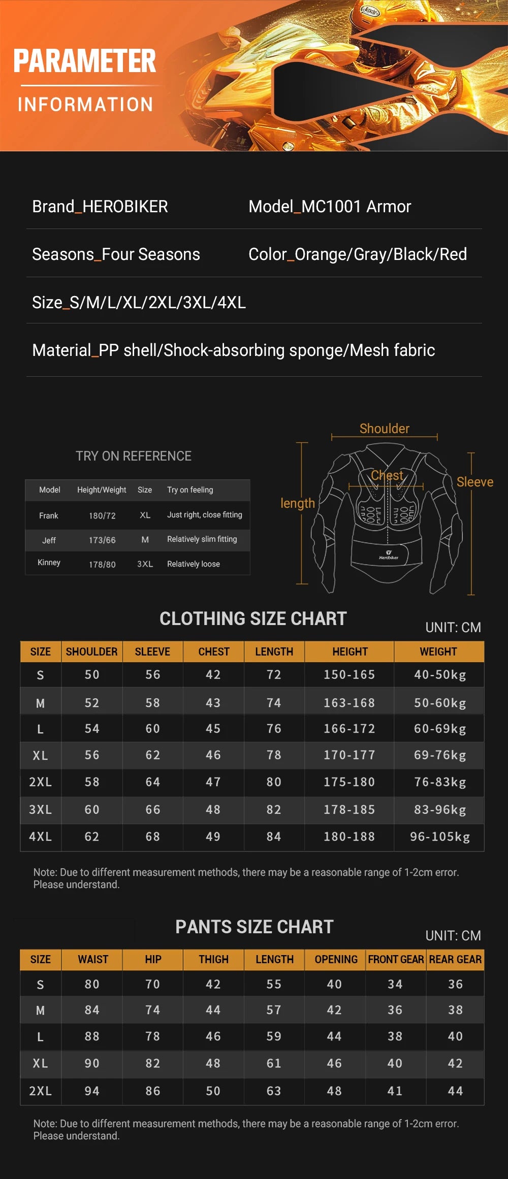 New Motorcycle Jackets Men's Full Body Armor Protection Jackets Motocross Enduro Racing Moto Protective Equipment Clothes S-4XL - Cilla Scooters