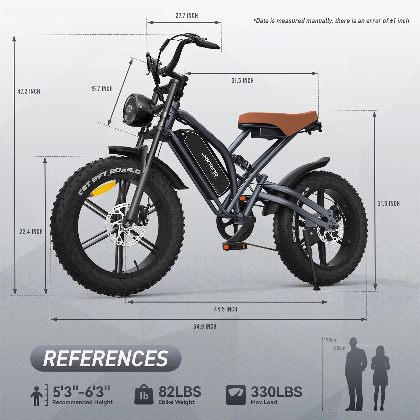 JANSNO X50 E-bike 750W Motor 48V14h Lithium Battery All-terrain Two-wheel Electric Vehicle Adult 20*4.0 Fat Tire E-bike