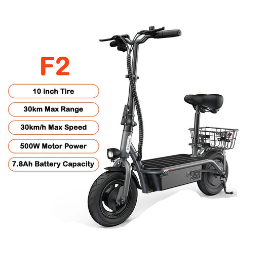F2 E-scooter 30km/h with Seat and Basket - Cilla Scooters