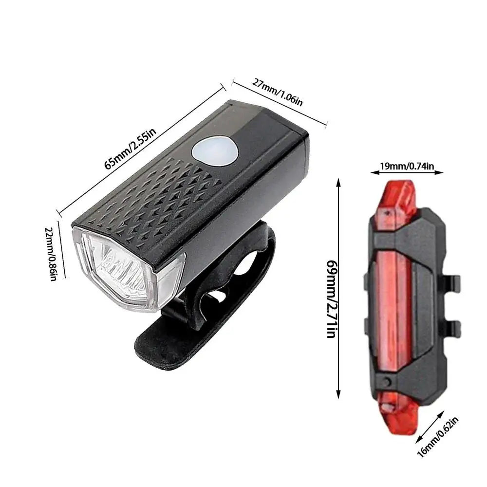 USB Rechargeable Bike Light Set Front Light with Taillight Easy to Install 3 Modes Bicycle Accessories for the Bicycle - Cilla Scooters