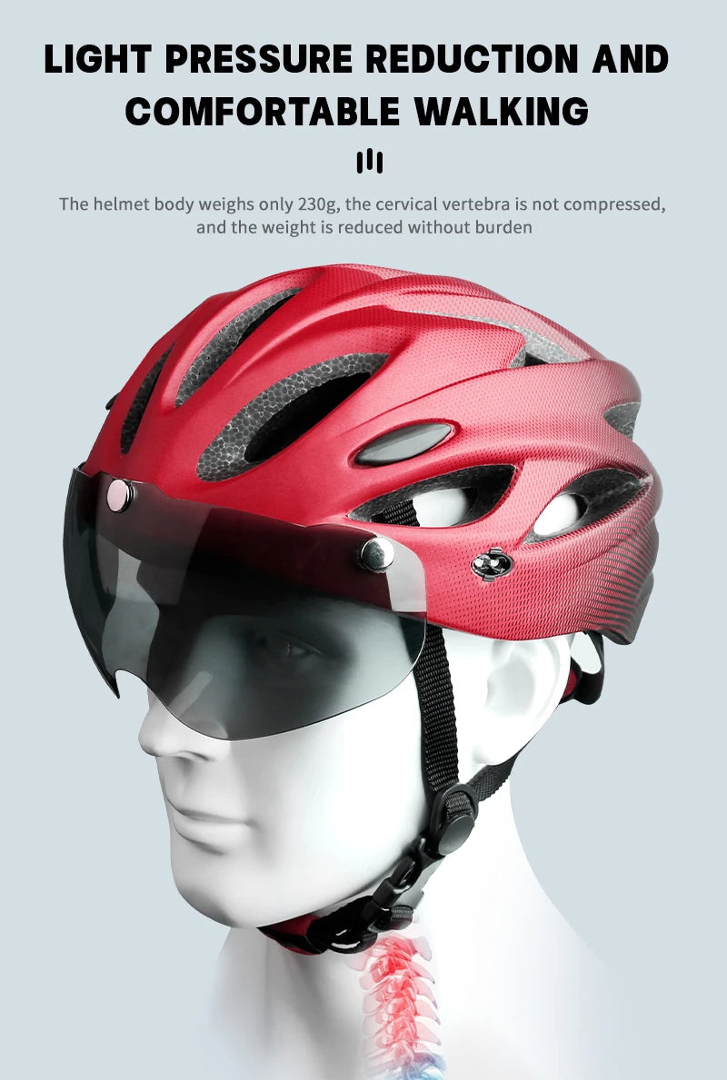 X-TIGER Bike Helmet with LED Rear Light Dual Mode Goggle Cycling - Cilla Scooters