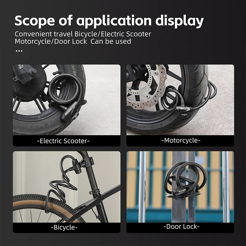 WEST BIKING Anti-freeze Bike Cable Lock 1.2/1.5m Thicken Anti-theft Safety Lock Portable Bicycle Lock MTB Road Bike Accessories - Cilla Scooters