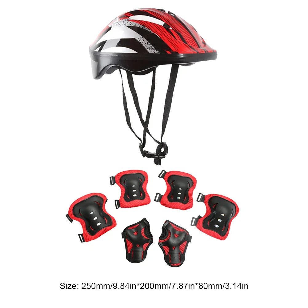 7Pcs Helmet Knee Elbow Protective Gear Set Adjustable Kids Bicycle Sport Protective Gear Set 48-55cm for Boys Girls 5-12 Years - Cilla Scooters
