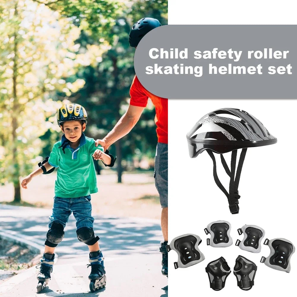 7Pcs Helmet Knee Elbow Protective Gear Set Adjustable Kids Bicycle Sport Protective Gear Set 48-55cm for Boys Girls 5-12 Years - Cilla Scooters