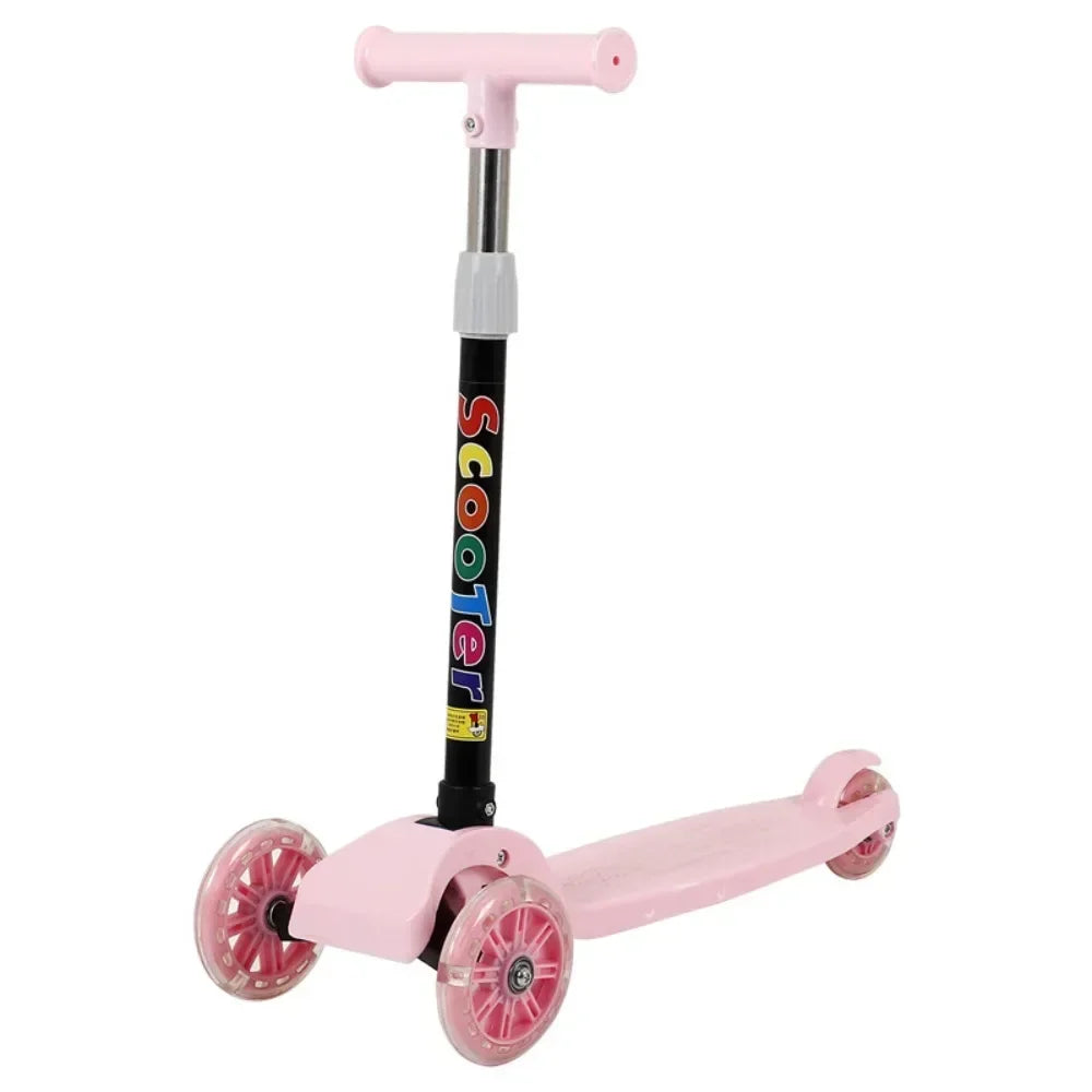 2024 New Foldable Children Scooter Widened Pedals with Flash Wheels 3 Wheel Scooter Lightweight Adjustable Height Kids Scooter