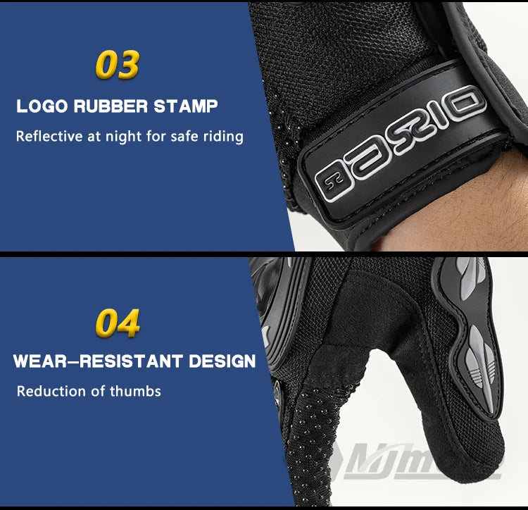 Summer Breathable Full Finger Motorcycle Gloves Touch Screen non slip - Cilla Scooters