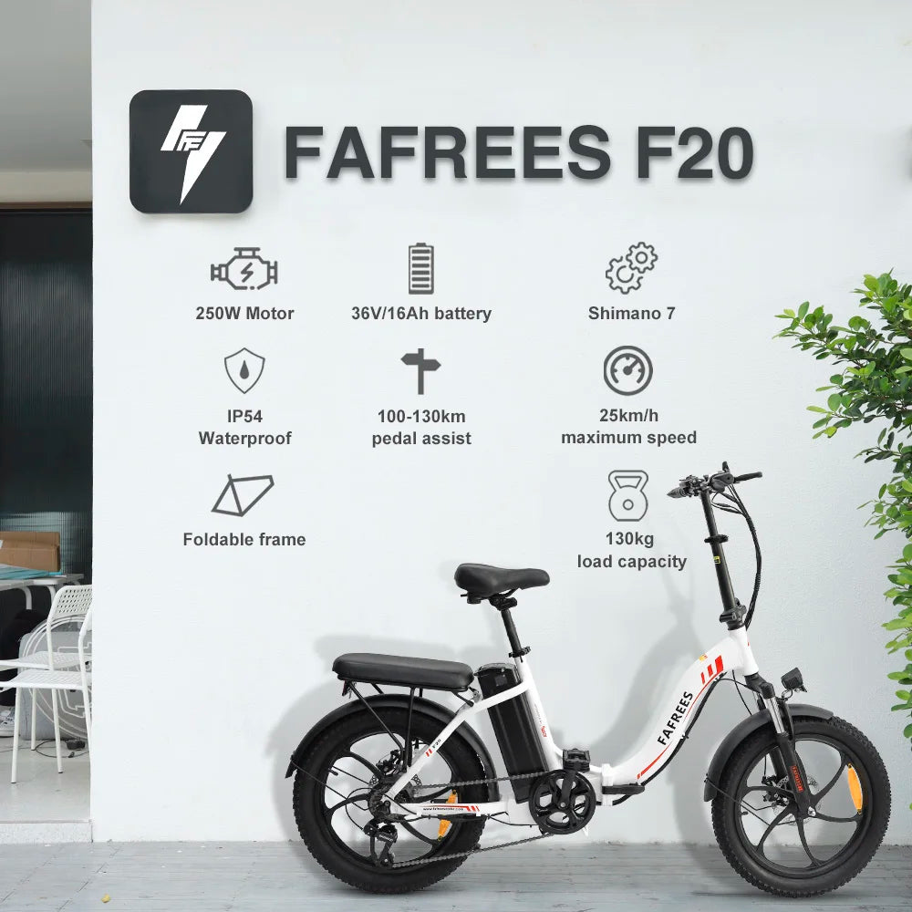 Fafrees F20 250W 20" Folding Electric Bike 576Wh City E-Bike 36V 16Ah Battery