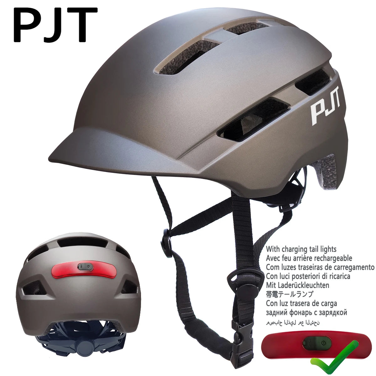 PJT Cycling Helmet USB Rechargeable light - Cilla Scooters