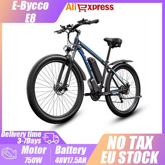 E-BYCCO E8 E-bike 750W Motor 48V17.5AH Removable Battery Electric Bike 29” Tire Mountain  Snow Off-road Adult Electric Bicycle