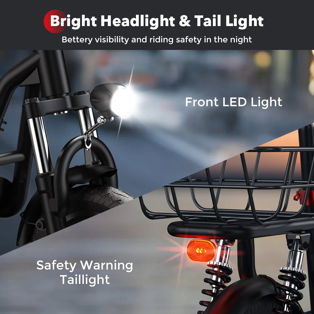 iScooter i12 Electric Scooter With seat And basket 12 Inch 500W Foldable Kick eScooter 36V 7.5Ah Max Range 35km Mobility Scooter - Cilla Scooters