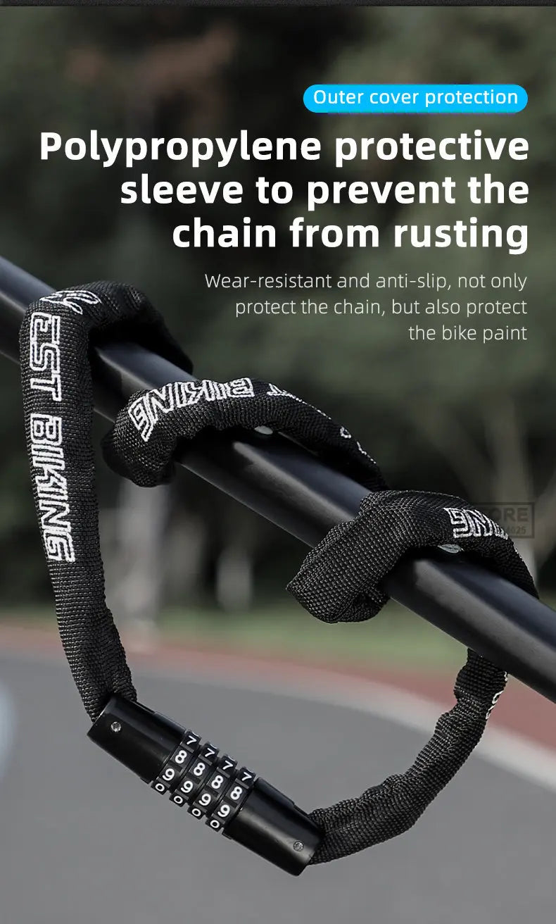Bike Chain Lock 65-150cm Anti-theft 4 Code Safety