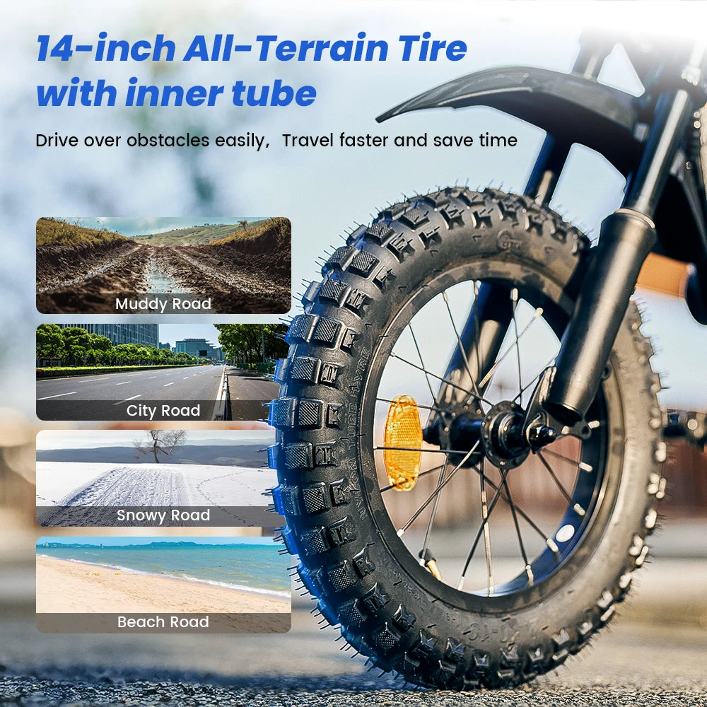 Kids E-bike A14, Bluetooth Music, 3 Speed Modes 27km/h - Cilla Scooters