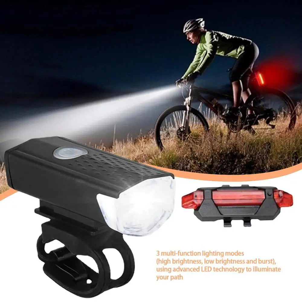 USB Rechargeable Bike Light Set Front Light with Taillight Easy to Install 3 Modes Bicycle Accessories for the Bicycle - Cilla Scooters