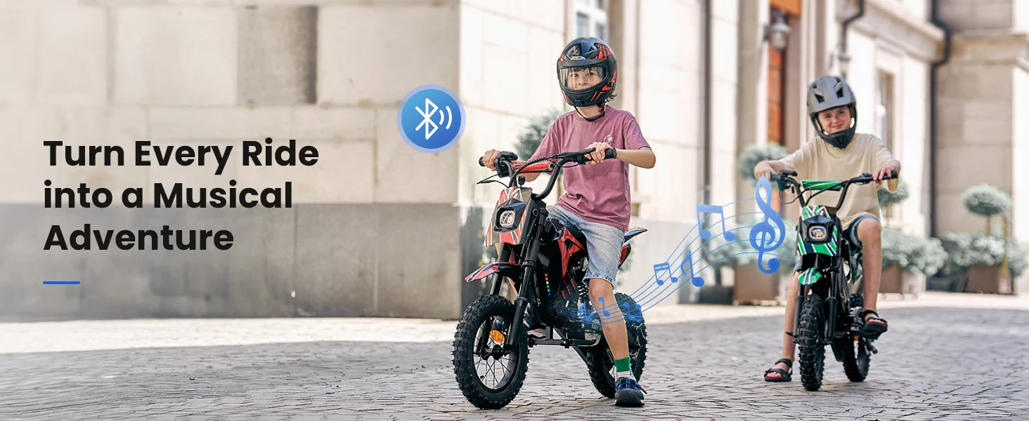 Kids E-bike A14, Bluetooth Music, 3 Speed Modes 27km/h - Cilla Scooters