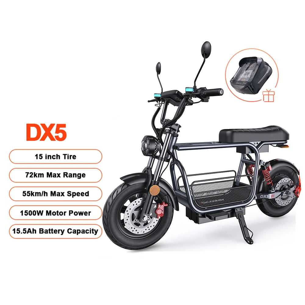 iScooter DX5 E-scooter With Seat and Basket 55KM/h - Cilla Scooters