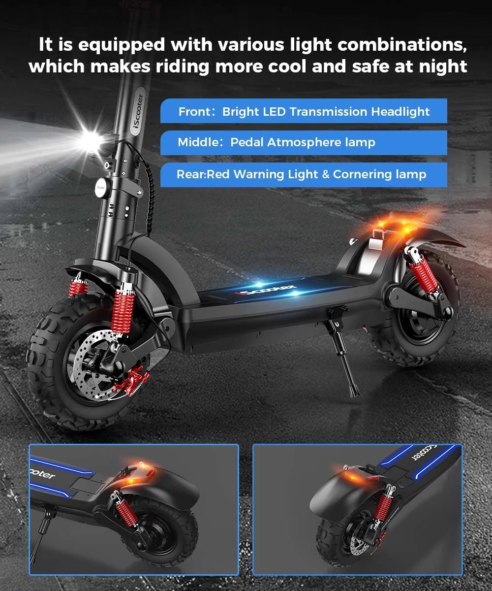 iScooter Electric Scooter 11inch Off-Road 48V17.5Ah 1000W Rear-Wheel Drive Max Speed 45km/h Range 65km Foldable eScooter - Cilla Scooters