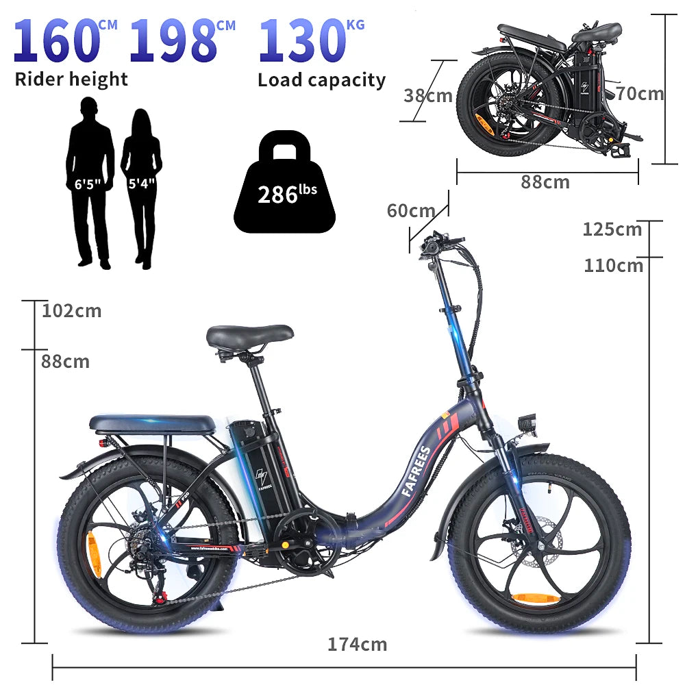 Fafrees F20 250W 20" Folding Electric Bike 576Wh City E-Bike 36V 16Ah Battery
