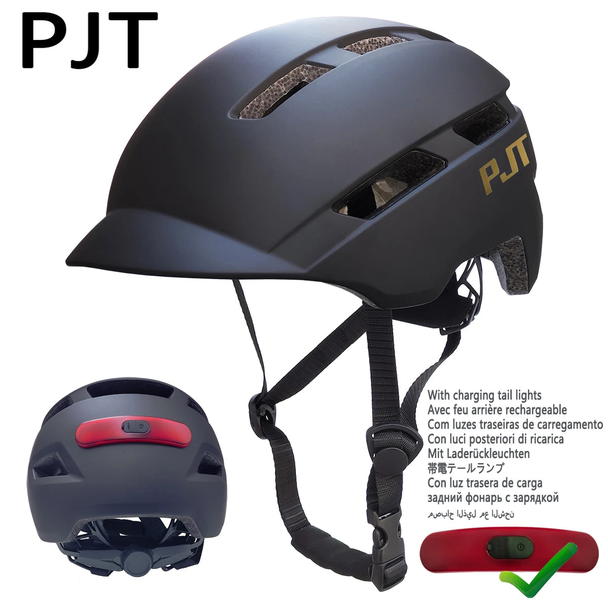PJT Cycling Helmet USB Rechargeable light - Cilla Scooters
