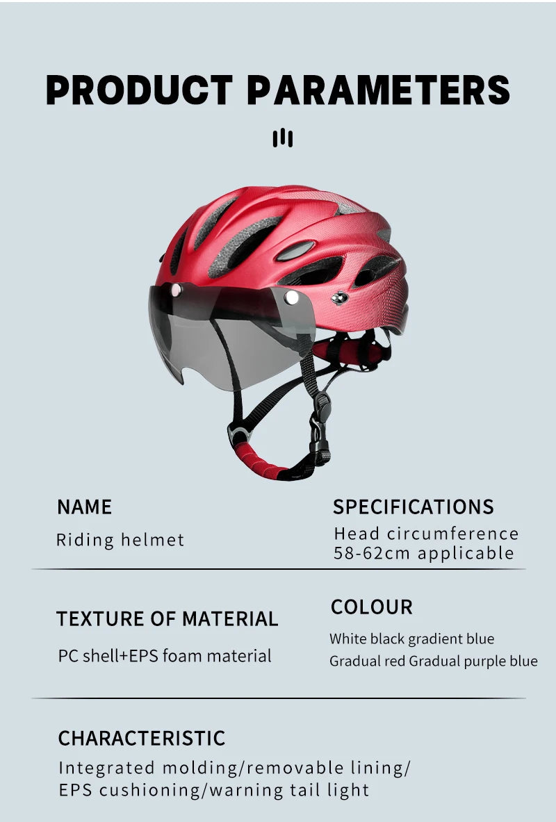 X-TIGER Bike Helmet with LED Rear Light Dual Mode Goggle Cycling - Cilla Scooters