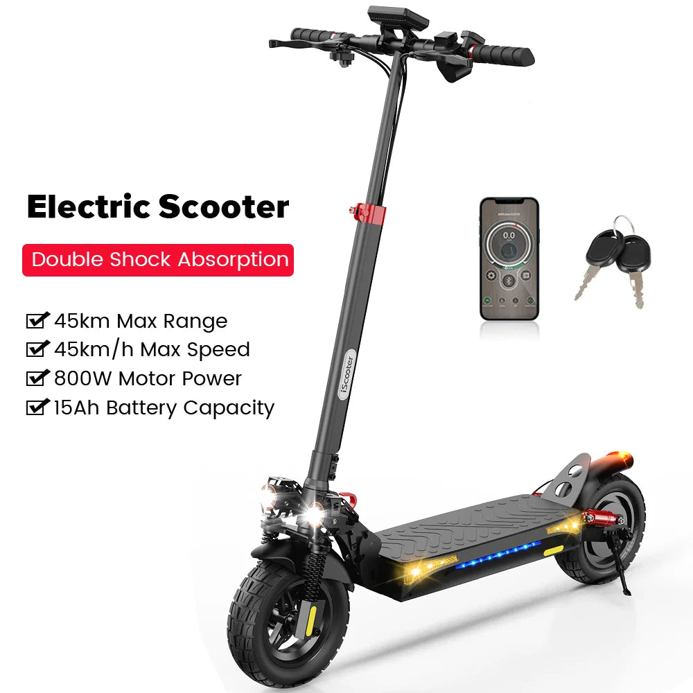 800W 15Ah Electric Scooter 10inch Powerful Electric Kick Scooter Anti-skid Off-road Tire 45km Range eScooter 45km/h With App - Cilla Scooters