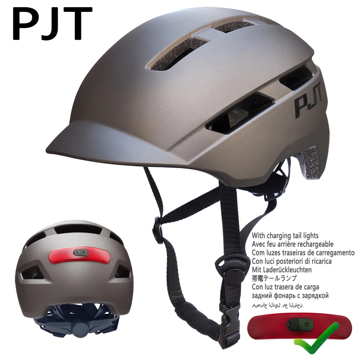 PJT Cycling Helmet USB Rechargeable light - Cilla Scooters