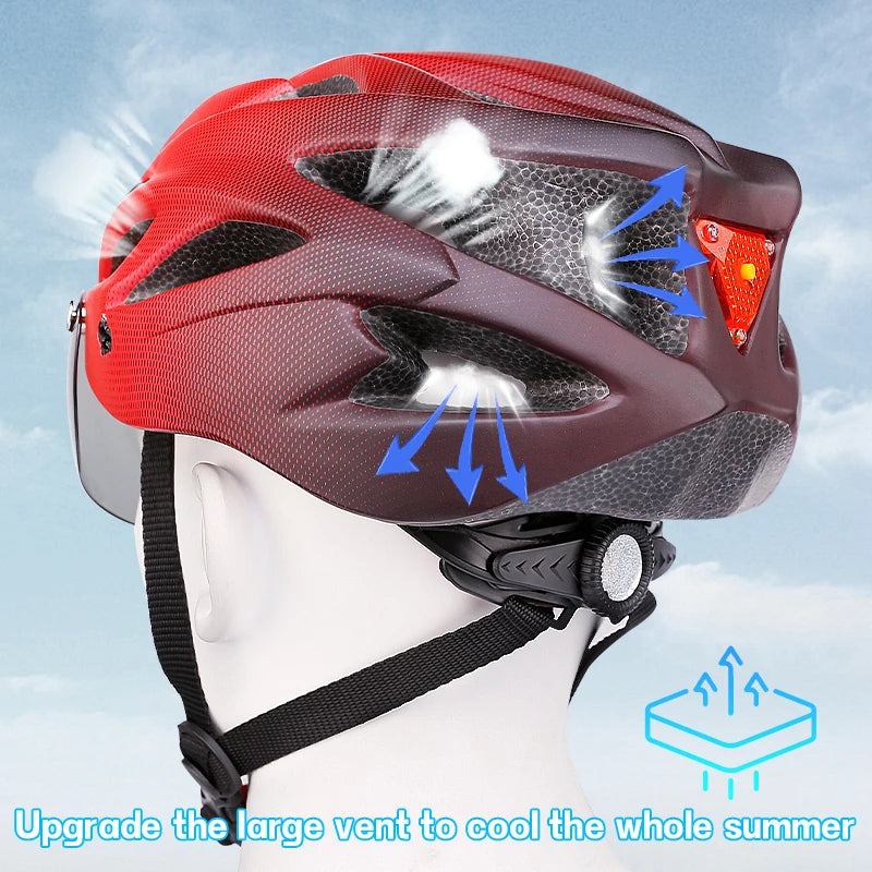 X-TIGER Bike Helmet with LED Rear Light Dual Mode Goggle Cycling - Cilla Scooters