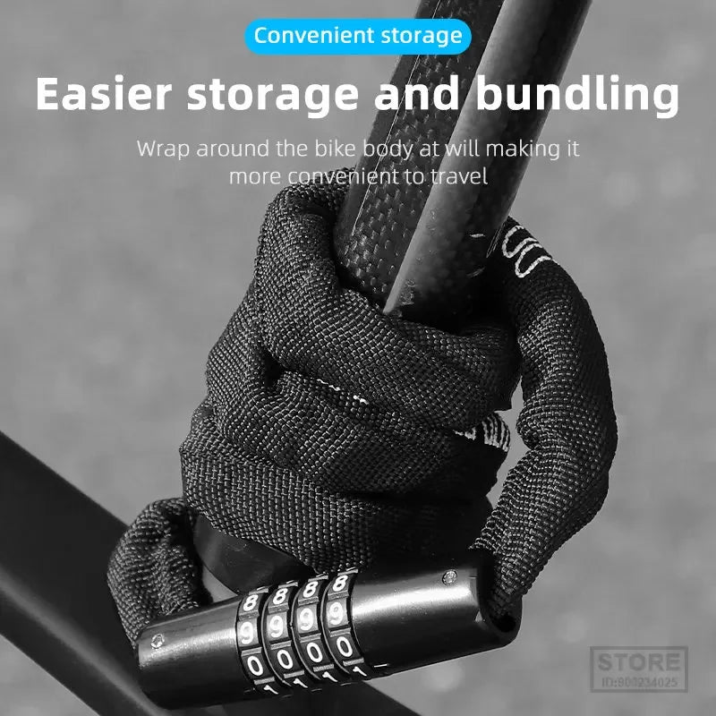 Bike Chain Lock 65-150cm Anti-theft 4 Code Safety