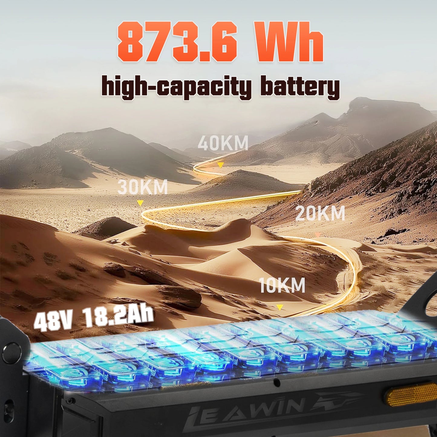 vankel 10 Inch Electric Scooter 800W Motor 48V18.2 Ah Battery Foldable E-scooter Smart LCD Display Scooter with Shock Absorber - Cilla Scooters