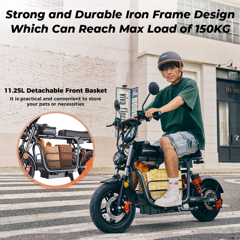 iScooter DX5 E-scooter With Seat and Basket 55KM/h - Cilla Scooters