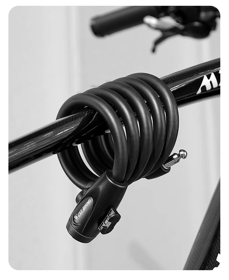 WEST BIKING Anti-freeze Bike Cable Lock 1.2/1.5m Thicken Anti-theft Safety Lock Portable Bicycle Lock MTB Road Bike Accessories - Cilla Scooters