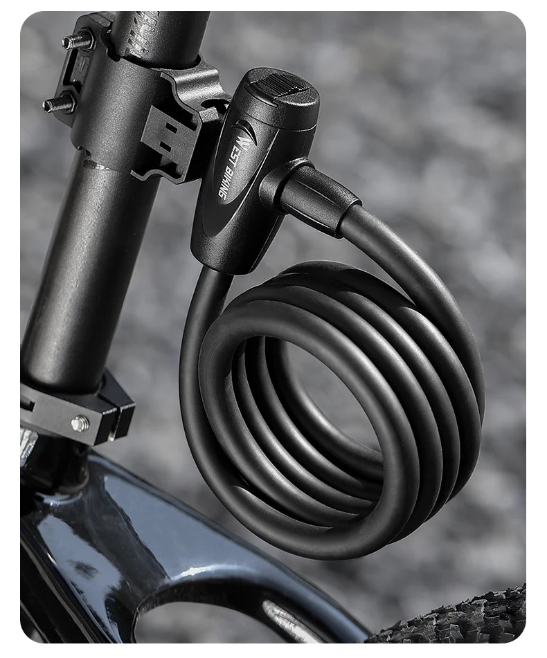 WEST BIKING Anti-freeze Bike Cable Lock 1.2/1.5m Thicken Anti-theft Safety Lock Portable Bicycle Lock MTB Road Bike Accessories - Cilla Scooters